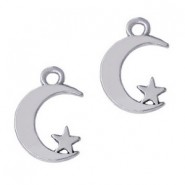 Metal charm Moon with star 17x11mm Antique silver